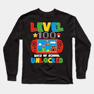 Level 100 Days Of School Unlocked Gamer Video Games Boys Long Sleeve T-Shirt